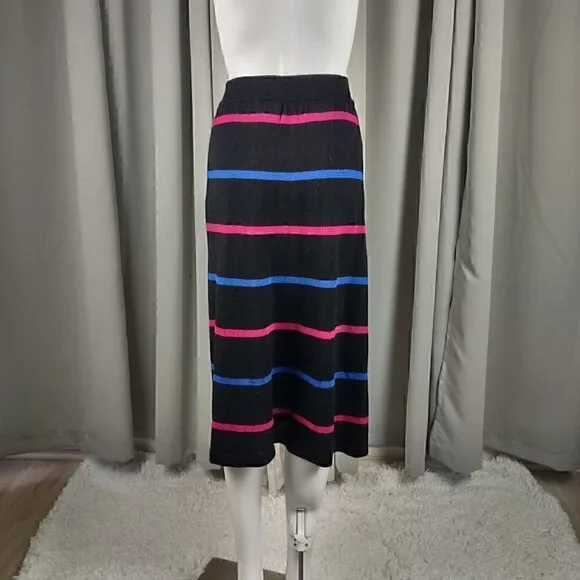 Regatta Sport Women's Wool Blend Multi Color Striped Stretchy Midi Skirt Size L - Picture 3 of 10